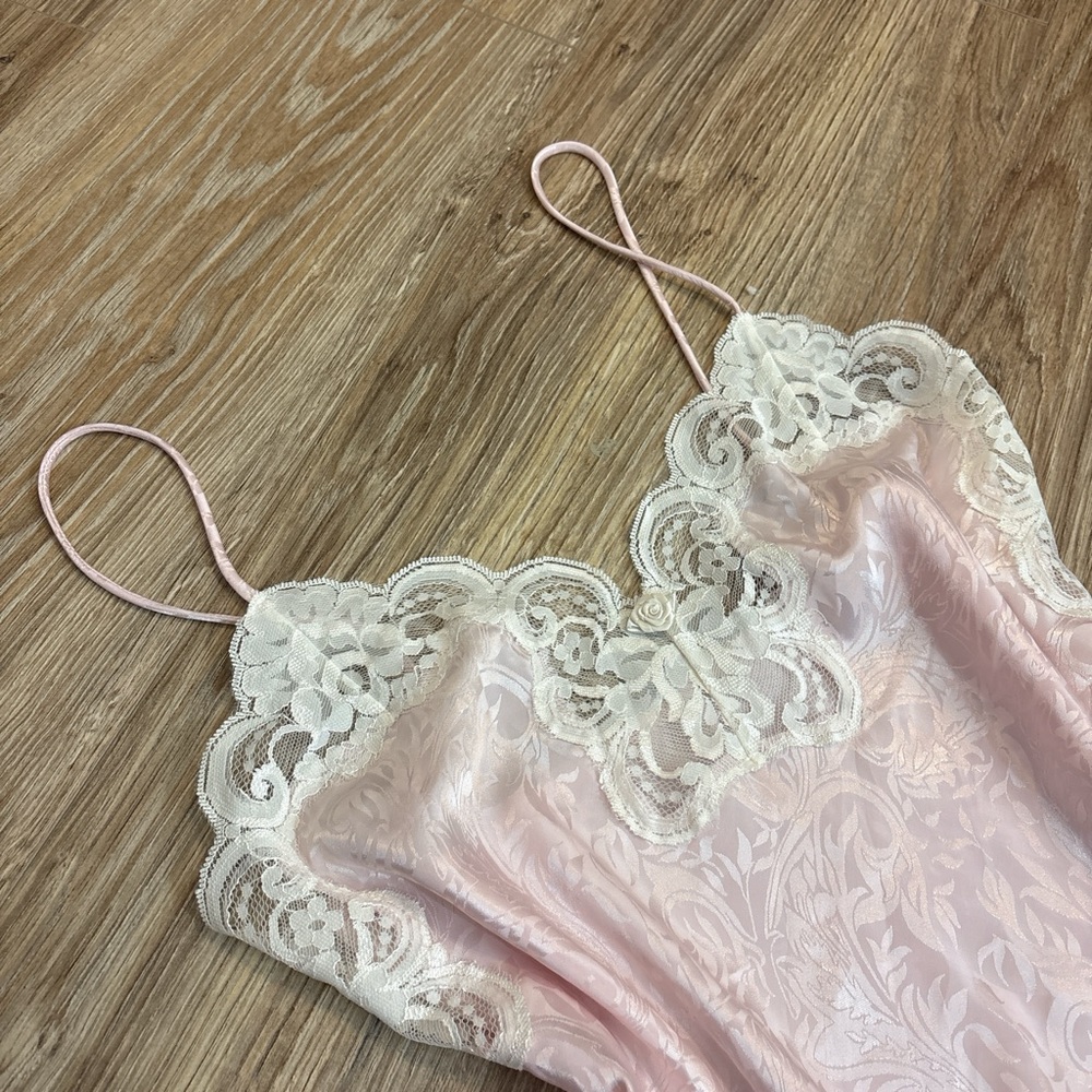 Blush Satin Chemise with Lace Detail